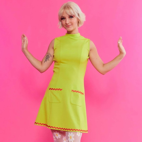Sourpuss Dresses & Skirts - SOURPUSS CHARTREUSE MOCK NECK DRESS S